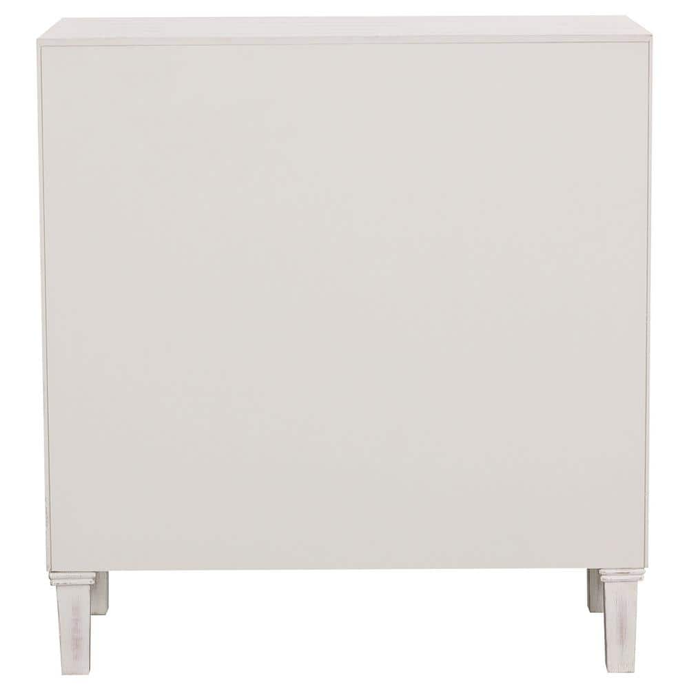 White Floral Carved 2-Drawer Freestanding Accent Cabinet