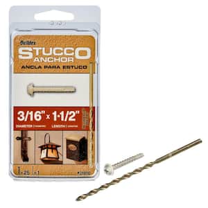 3/16 in. x 1-1/2 in. Steel Round-Washer-Head Phillips Stucco Anchors with Drill Bit (25-Pack)