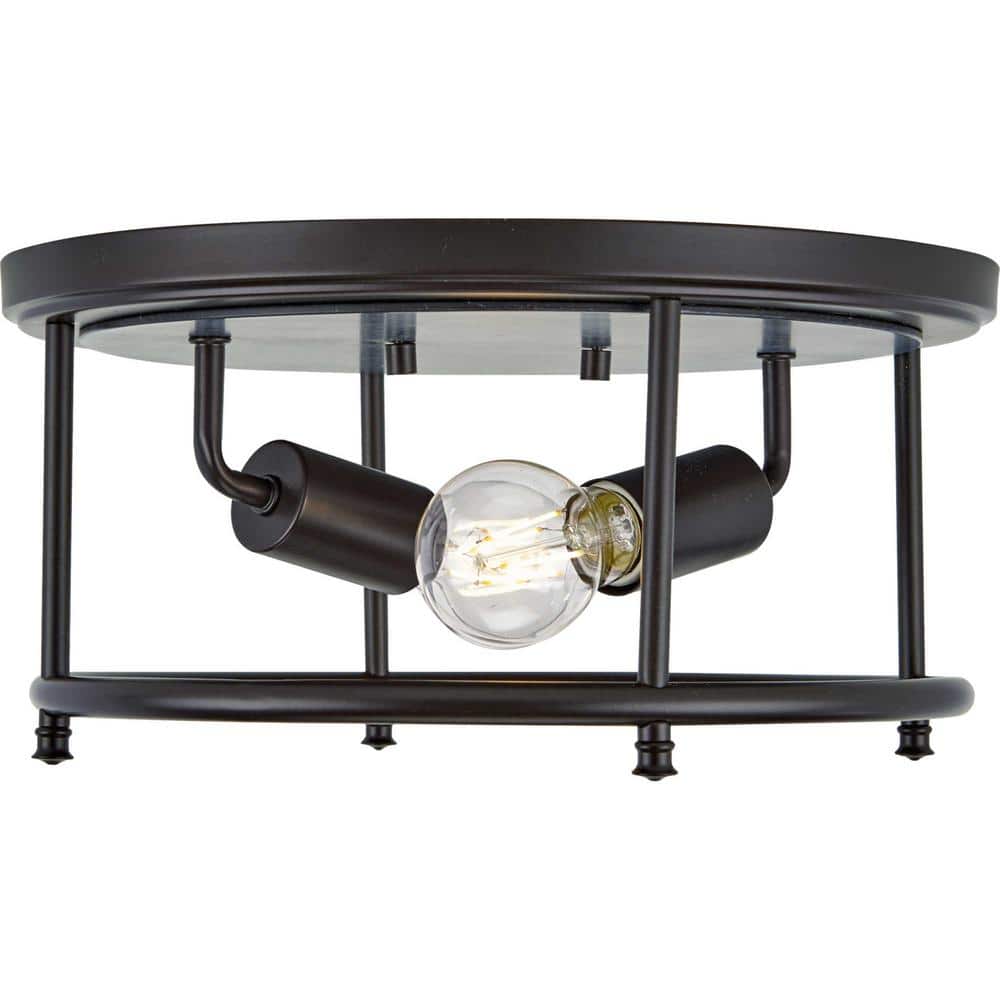 Durrell Collection 13" Matte Black Rustic Flush Mount with Glass