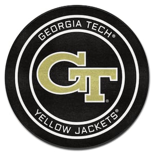 Georgia Tech Black 2 ft. Round Hockey Puck Accent Rug