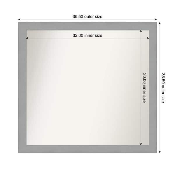 Amanti Art Brushed Nickel 35.5 in. x 33.5 in. Custom Non-Beveled Recycled Polystyrene Framed Bathroom Vanity Wall Mirror