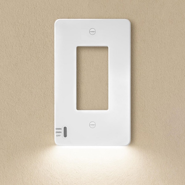 1-Gang Wall Plate with Motion-Activated LED Nightlight, White