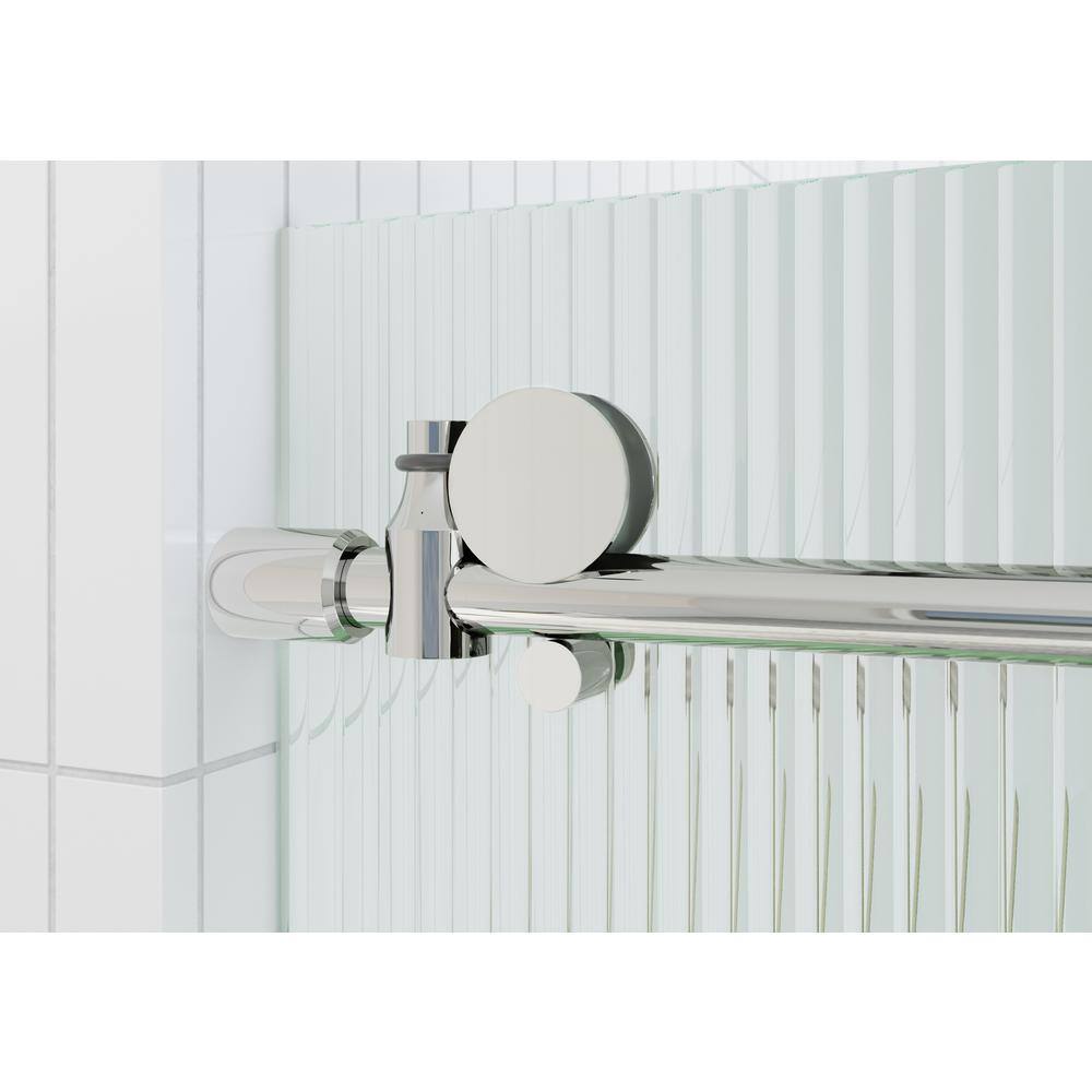 Galaxy 60" Frameless Fluted Glass Sliding Bathtub Door in Chrome