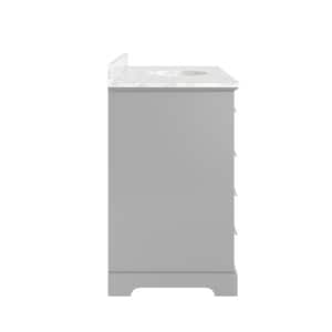 Wellington 48 in. W x 21.5 in. D x 35 in. H Single Sink Freestanding Bath Vanity in Gray with White Carrara Marble Top