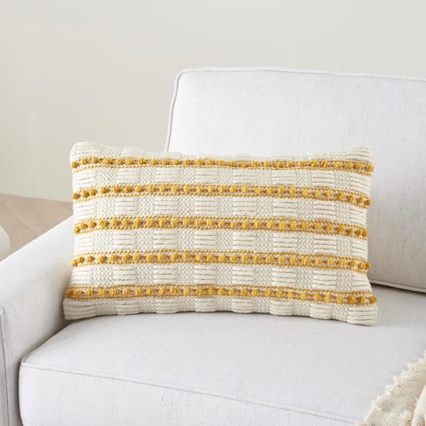 Yellow and white online striped pillows