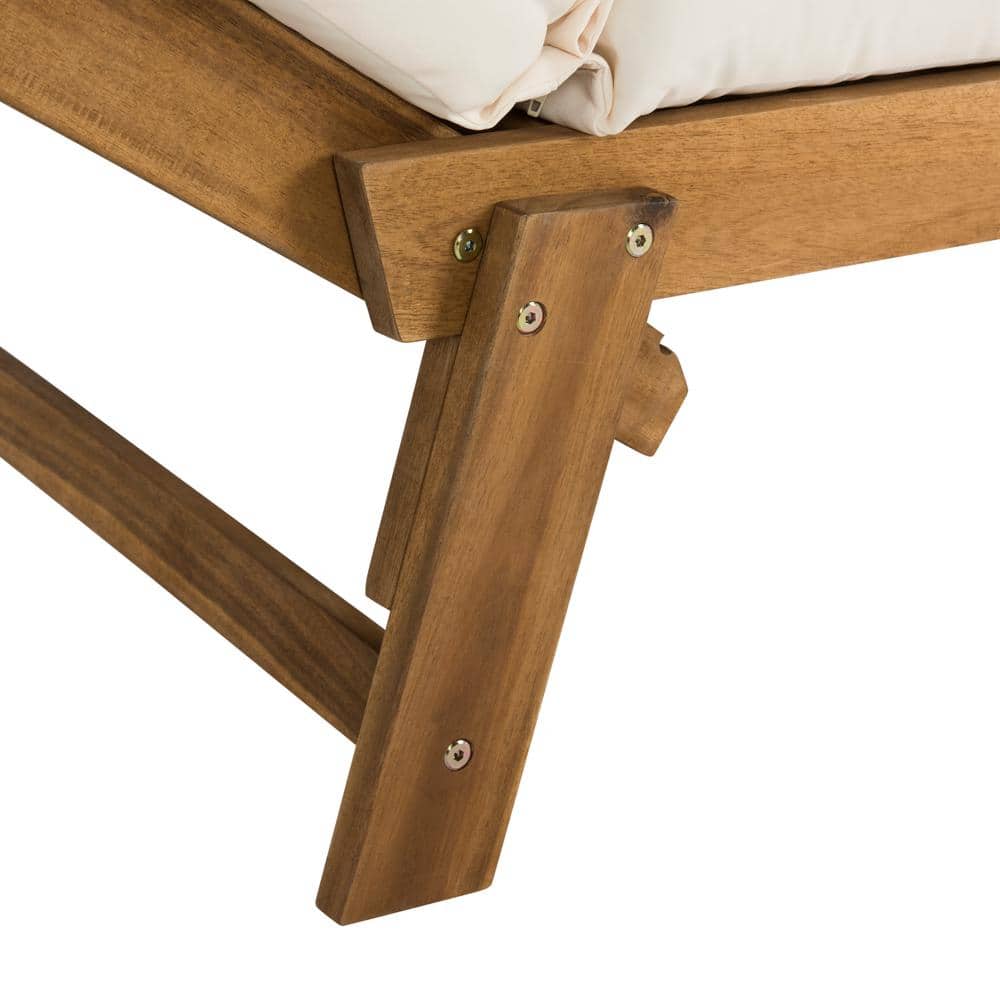 Natural Acacia Wood Daybed with Beige Cushions