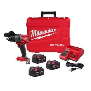 M18 Fuel 18-V Lithium-Ion Brushless Cordless 1/2 in. Hammer Drill Driver Kit with (3) 5.0 Ah Batteries and Hard Case