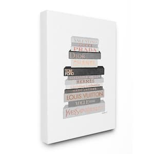 30 in. x 40 in. "Neutral Grey and Rose Gold Fashion Bookstack" by Amanda Greenwood Canvas Wall Art