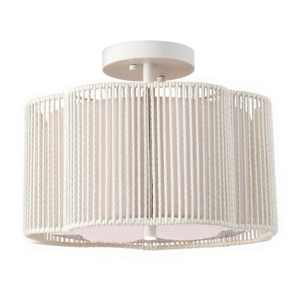 13.1 in 3-Light Fartmhouse White  Semi Flush Mount Ceiling Light Fixture with White  Acrylic Shades, E26 Socket, price history on PriceWatchPro