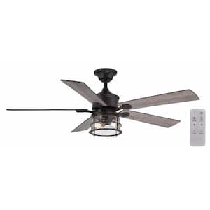 Hargreaves 52 in. LED Indoor/Outdoor Matte Black Ceiling Fan with Light and Remote Control Included