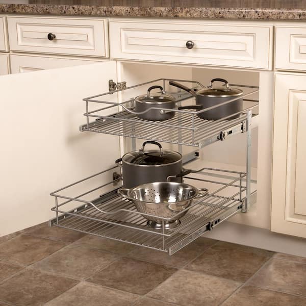 Have A Question About Real Solutions For Life 20 625 In W X 21 75 D 16 25 H Double Tier Pull Out Multi Use Basket Cabinet Organizer Pg 3 The Home Depot Basket Cabinet Organizer, Cabinet Pull Outs Home Depot