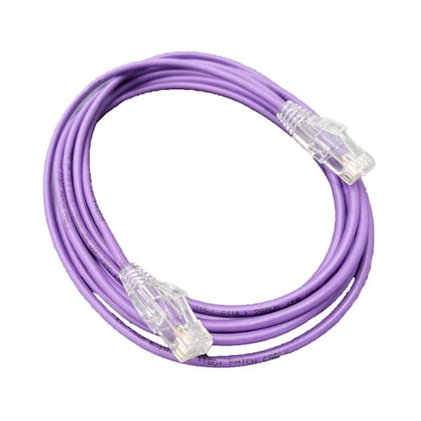 Micro Connectors, Inc 10 ft. Cat6A Ultra Slim Patch (28AWG) Cable (Purple) (5-Pack)