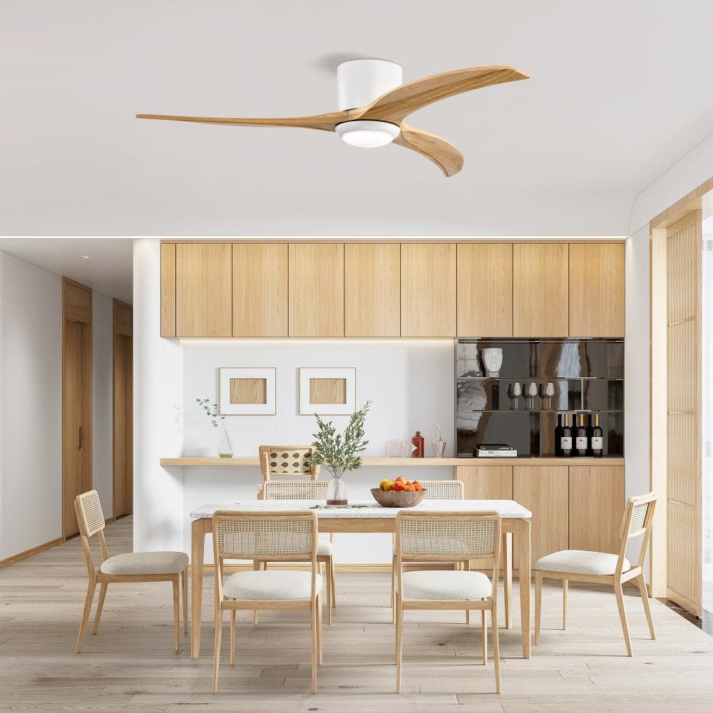 52 in. Matte White Solid Wood Blades Ceiling Fan With Light with Remote Control, Noiseless Reversible Motor, 6 Speed price history on PriceWatchPro