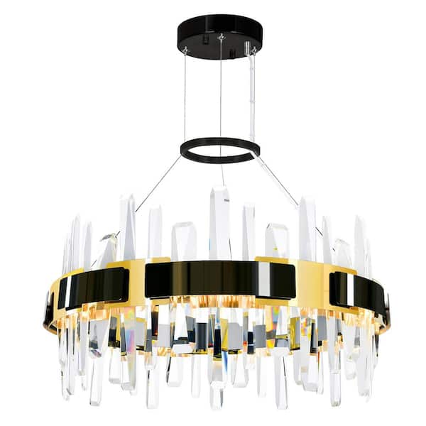 CWI Lighting Aya 1-Light Integrated LED 24" Chandelier with Pearl Black Finish
