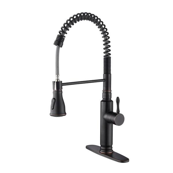 Toject Achard Single-Handle Pull-Down Sprayer Kitchen Faucet with Dual Function Sprayhead in Oil Rubbed Bronze