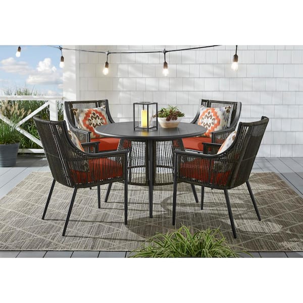 Hampton Bay Bayhurst Black Wicker Outdoor Patio Stationary Dining