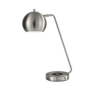 Emerson 20.5 in. Brushed Steel LED Desk Lamp with Qi Wireless Charging