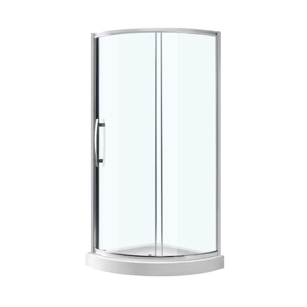 Maia 32 in. x 72.80 in. Semi-Frameless Sliding Corner Shower Door in Chrome with 32 in. x 32 in. Base in White
