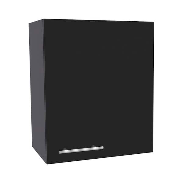 19.70 in. W x 13.10 in. D x 23.60 in. H Bathroom Storage Wall Cabinet in Black with 1 Door and 2 Shelves