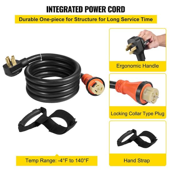 15 ft. 50 Amp 250-Volt Generator Power Cord NEMA 14-50P Plug SS2-50R Generator Extension Cord