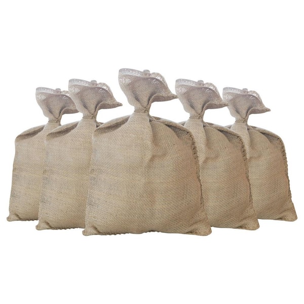Wellco 59 in. x 17 in. Burlap Sand Bags for Flood Water Barrier, Tent Sandbags, Erosion Control-Sand Not Included (5-Pack)