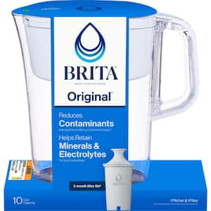 Tahoe 10-Cup Large Water Filter Pitcher in White with 1-Standard Filter, BPA Free