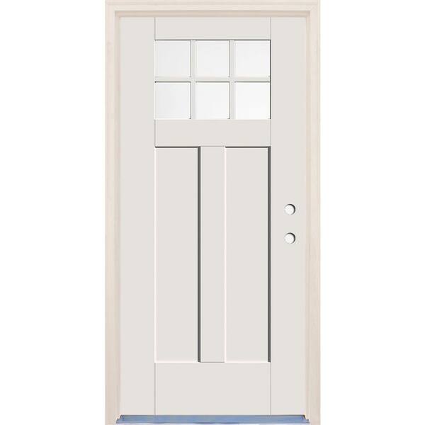 Builders Choice 36 in. x 80 in. Left-Hand Clear Glass Unfinished Fiberglass Prehung Front Door with 4-9/16 in. Frame and Nickel Hinges