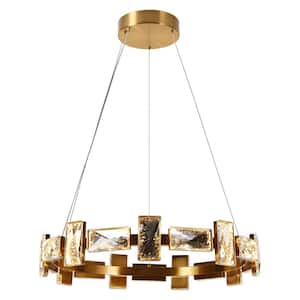 Sinsoledad 1-Light Dimmable Integrated LED Brass Circle Chandelier with Crystal Accents
