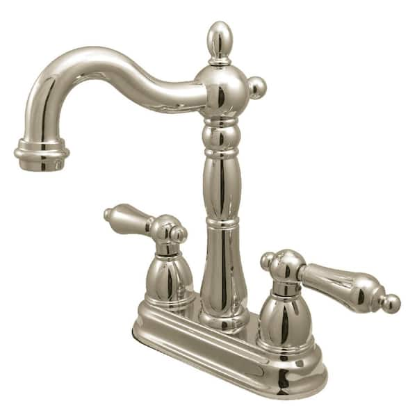 Kingston Brass Victorian 2-Handle Bar Faucet In Polished Nickel ...