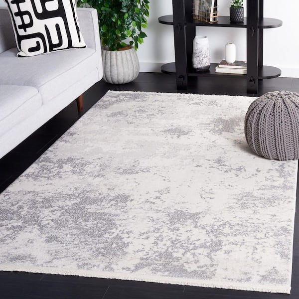 Whisper 9 ft. x 12 ft. Ivory/Gray Distressed Marble Area Rug