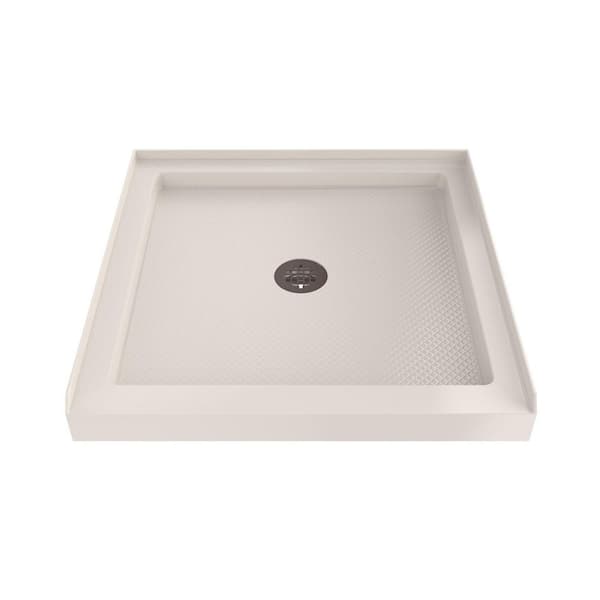 SlimLine 36 in. L x 36 in. W Alcove Square Biscuit Shower Pan Base with 2 in. Round Center Drain in Oil Rubbed Bronze