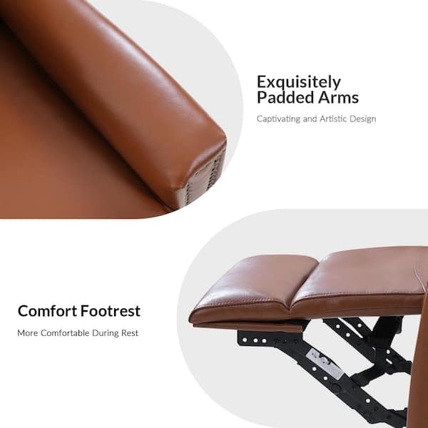JAYDEN CREATION Regina 30.31 in. Wide Brown Genuine Leather Swivel