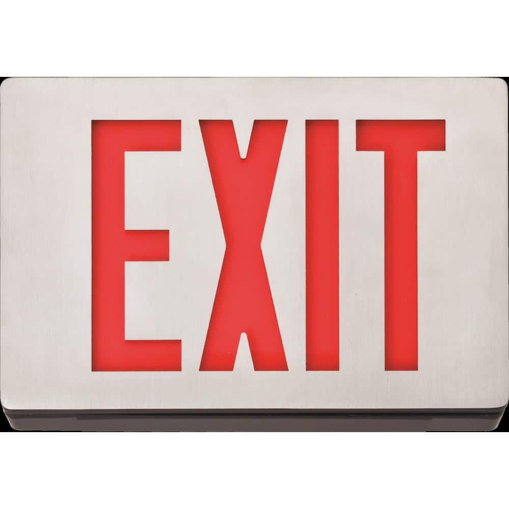 Silver Aluminum LED Emergency Exit Sign with Red Letters