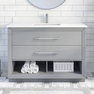 Rio II 48 in. W x 22 in. D Bath Vanity in Gray NERD Stone Vanity Top in White with White Basin with Power Bar-Organizer