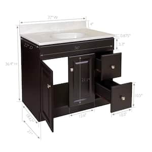 Wyndham 37 in. 2-Door 2-Drawer Bathroom Vanity in Espresso Cultured Marble White on White Vanity Top (Ready to Assemble)
