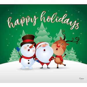 7 ft. x 8 ft. Christmas Characters Happy Holidays-Christmas Garage Door Decor Mural for Single Car Garage