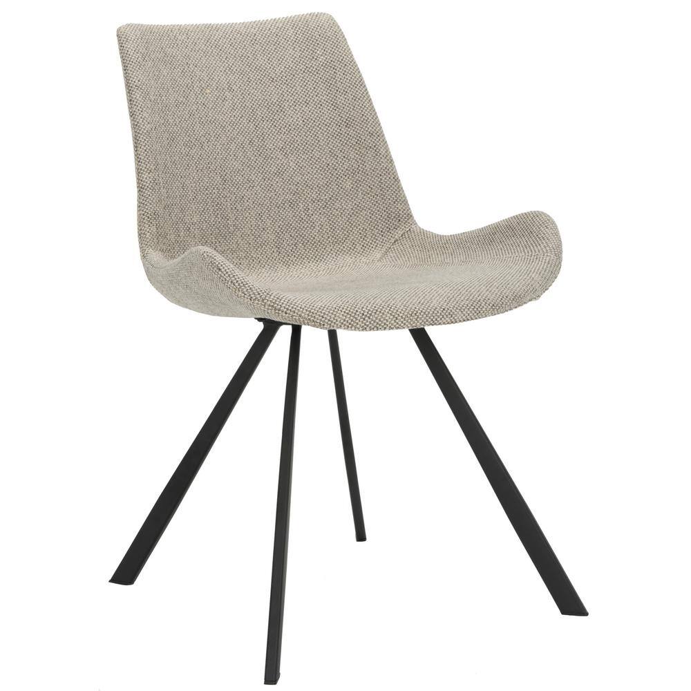 Light Grey Upholstered Mid-Century Modern Dining Chairs, Set of 2
