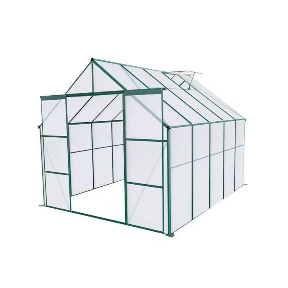 8 ft. x 8 ft. Double Door Aluminum Heavy Duty Walk-in Greenhouse for Outdoor Backyard in All Seasons, Green price history on PriceWatchPro