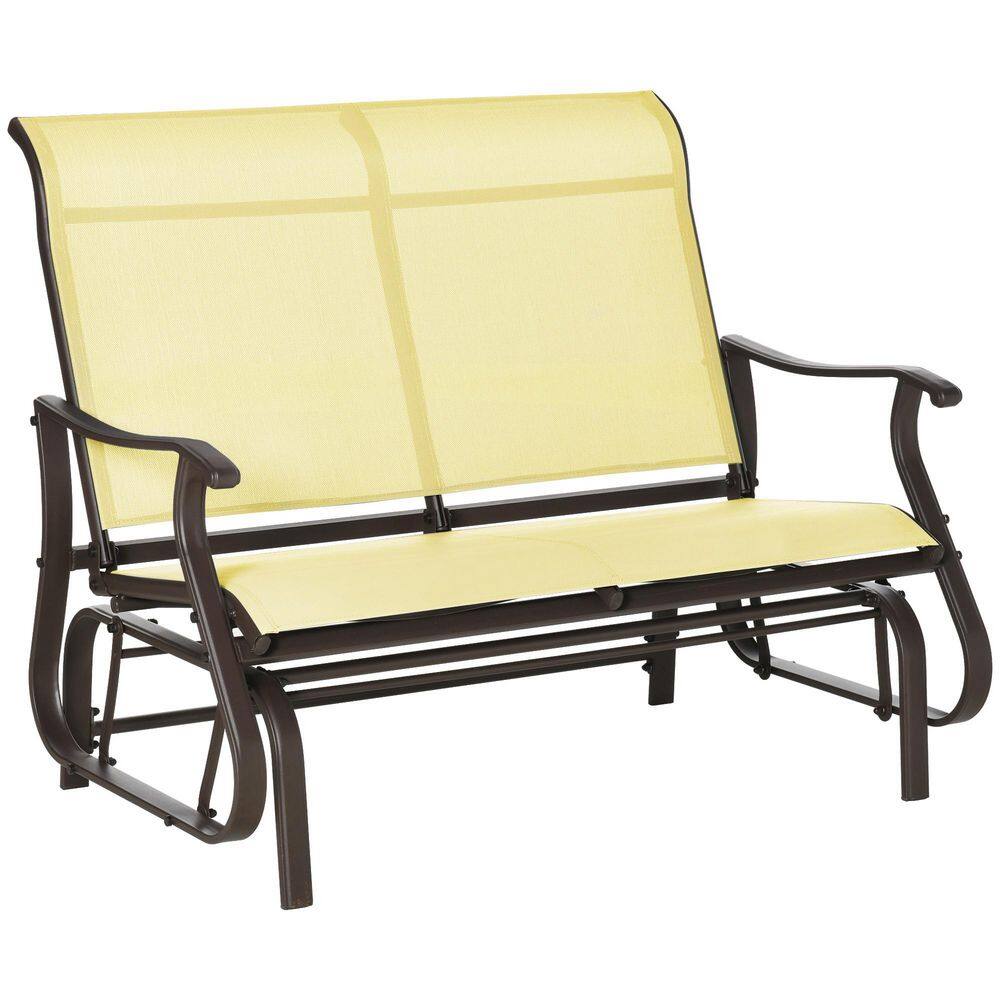 47 in. 2-Person Brown Metal Outdoor Glider Bench with Cream White Mesh Seat price history on PriceWatchPro