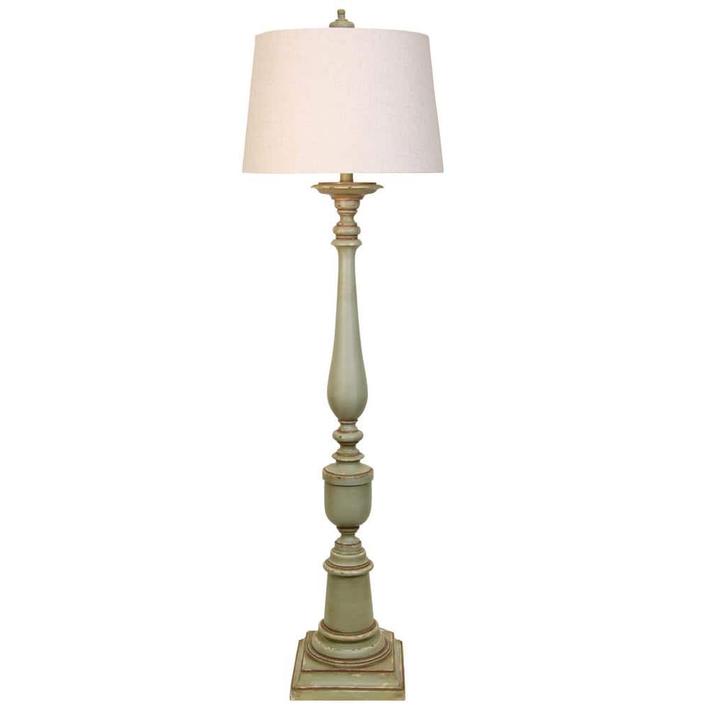 65 in. Distressed Green Floor Lamp with Oatmeal Hardback Fabric Shade price history on PriceWatchPro