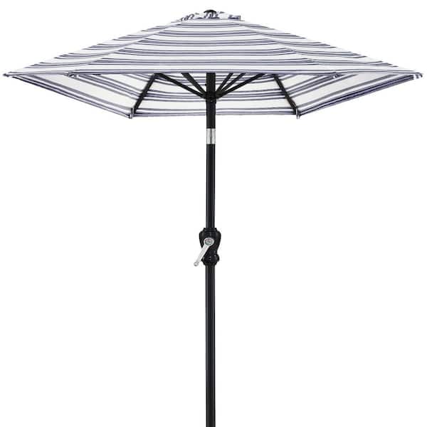 Unbranded 10 ft. Steel Market Tilt Patio Umbrella in Striped Navy Blue