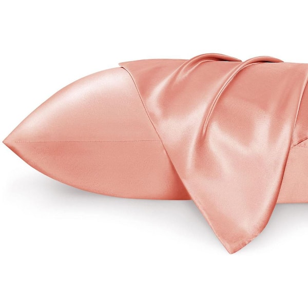Satin Envelope Closure Sleeping Pillow Case, King 20 in. x 36 in., Peach Pearl, 2 Pack
