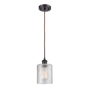 Cobbleskill 1-Light Oil Rubbed Bronze Drum Pendant Light with Clear Glass Shade