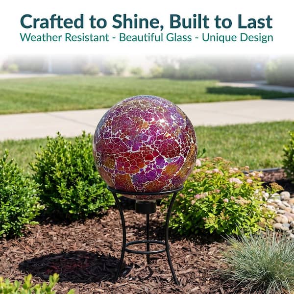 Sunnydaze Pearl Pink Crackled Glass Mosaic Gazing Globe - 10 in