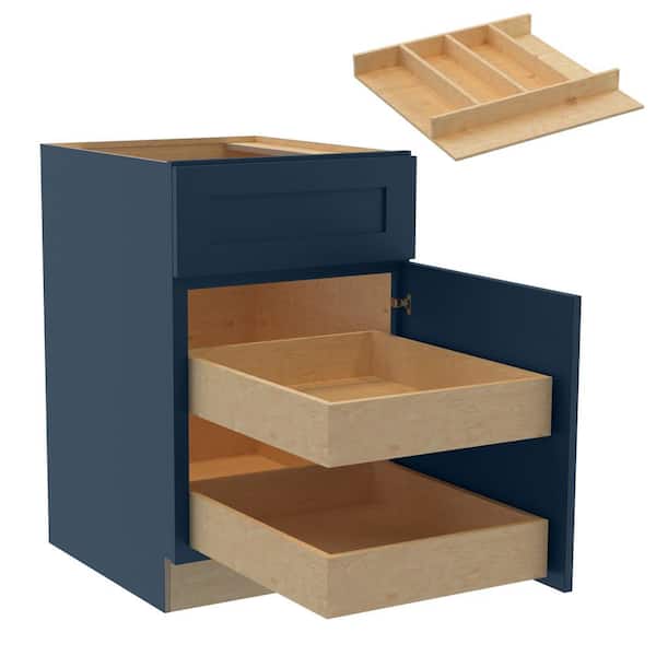 Home Decorators Collection Newport 21 in. W x 24 in. D x 34.5 in. H Assembled Plywood Base Kitchen Cabinet in Mythic Blue with 2ROT Utility RH