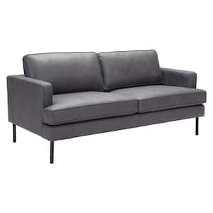 Decade 72 in. W Straight Arm Faux Leather modern 3 Seat Rectangle Sofa in Vintage Gray
