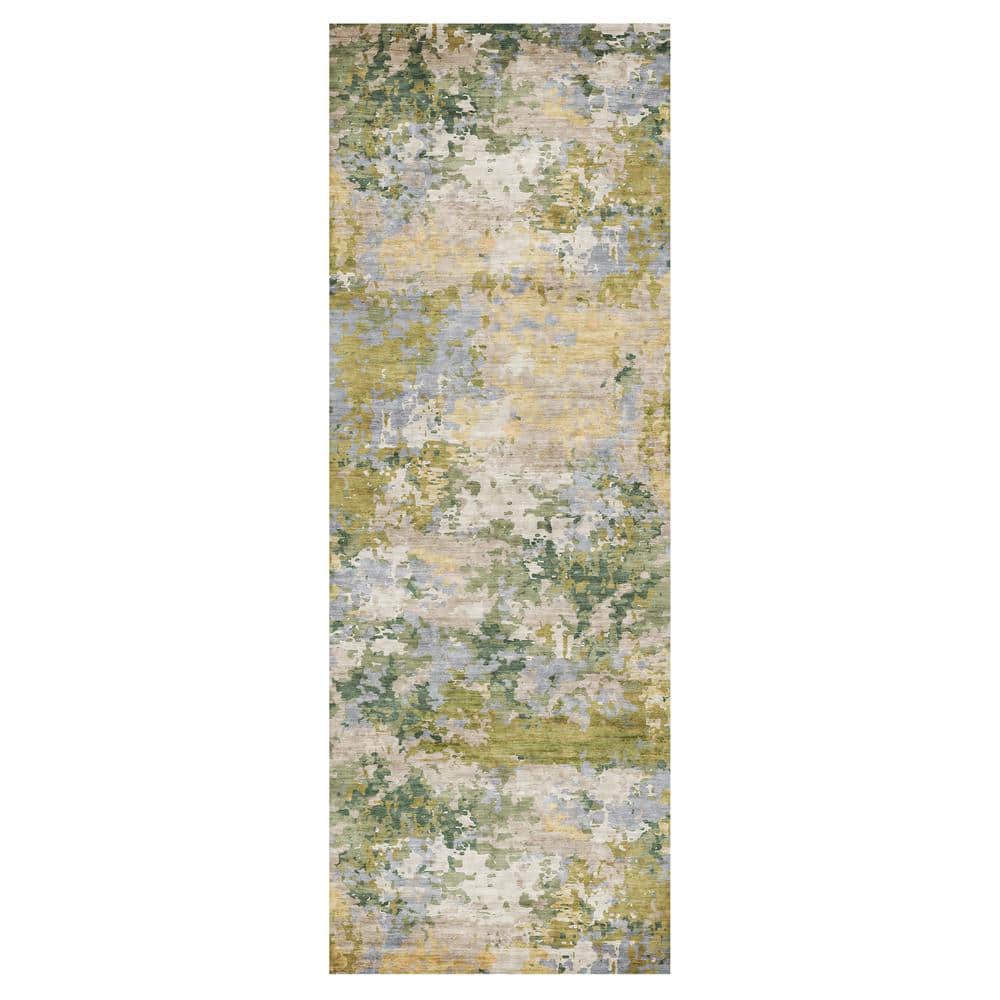 Gertmenian Crystal Print Kaori Green 2 ft. x 6 ft. Abstract Digitally ...