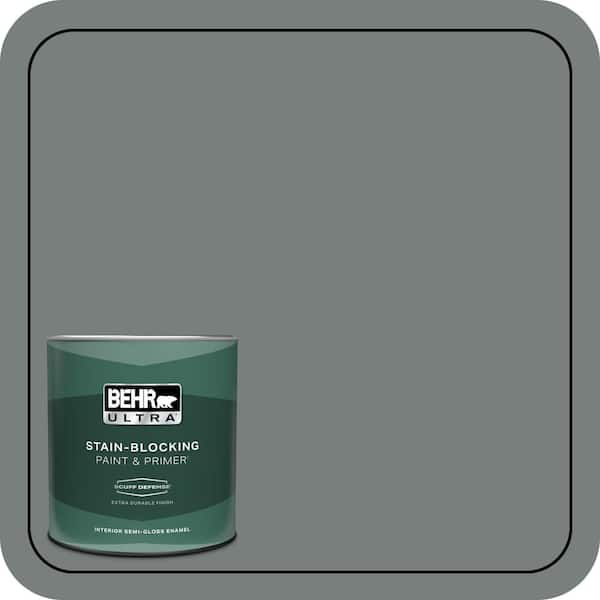 BEHR ULTRA 1 qt. #PPU25-18 Shutter Gray Extra Durable Semi-Gloss Enamel Interior Paint & Primer