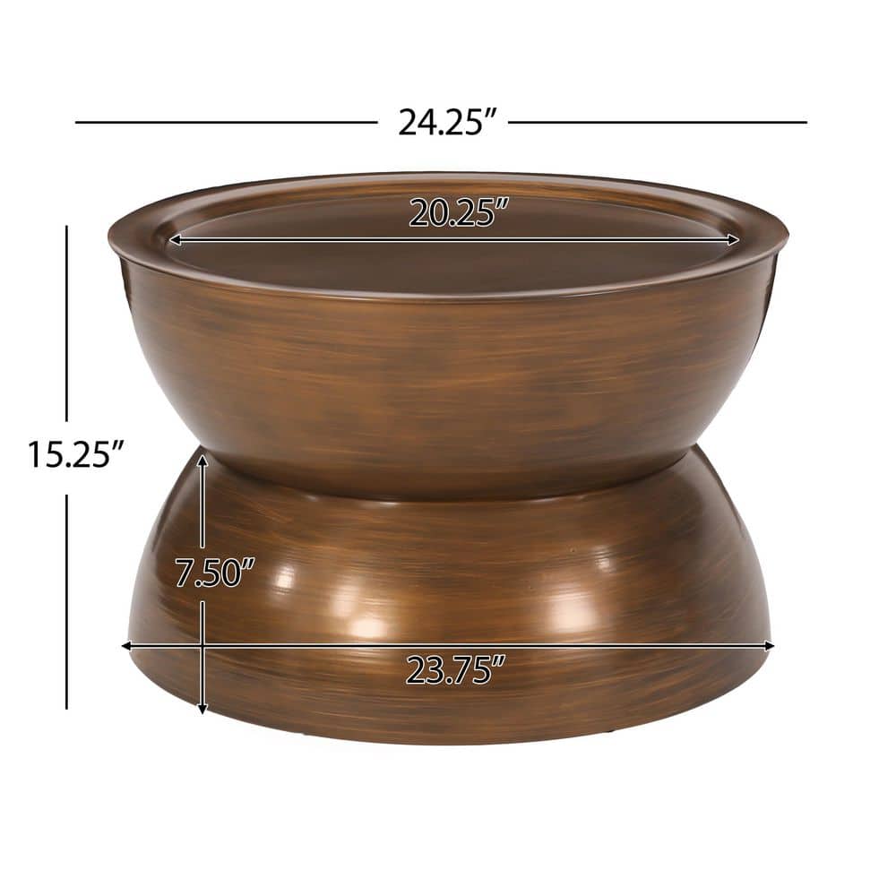 Manville Round Brushed Antique Bronze Metal Coffee Table