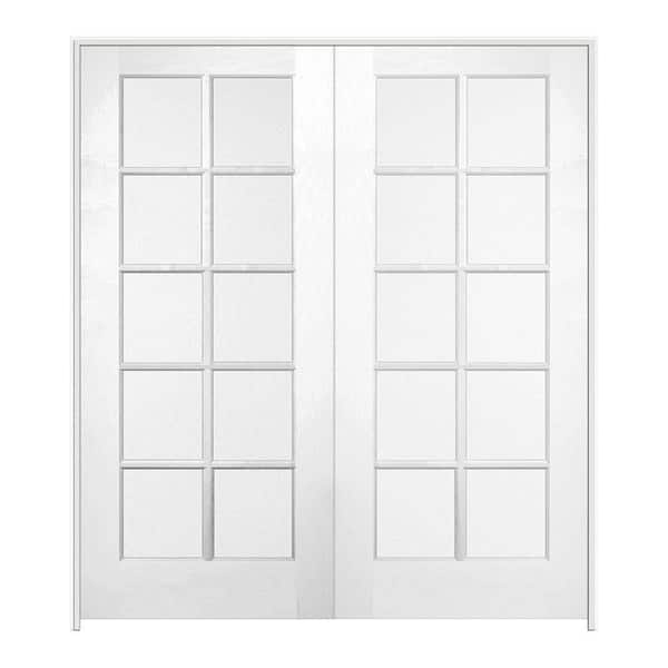 JELD-WEN 48 in. x 80 in. Pine Unfinished 10 Lite Wood Prehung Interior French Door